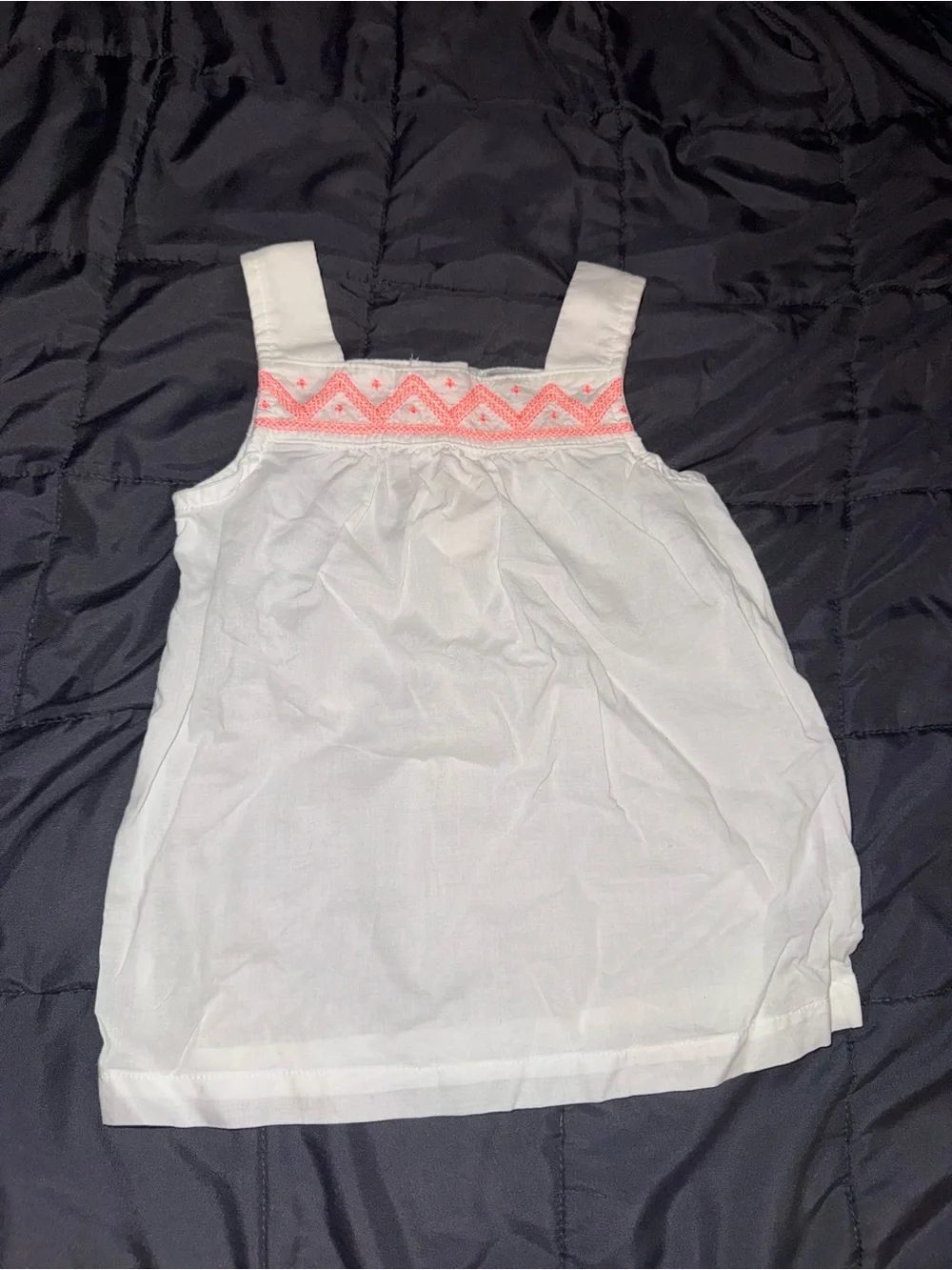 Carter's White Tank Dress with Pink Geometric Trim